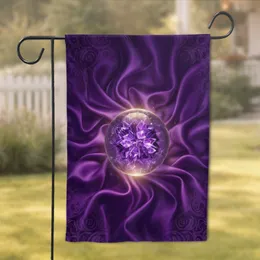 Fractured Amethyst Crystal Ball on Purple Silk - Home Decor Gift Garden Flag