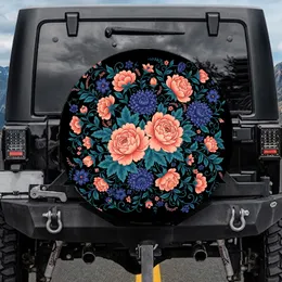 Lush Coral Peach Purplish Blue Chrysanthemum Floral Arrangement - Classic Elegance Gift Spare Tire Cover