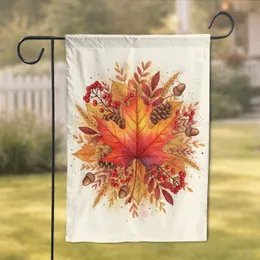 Artistic Maple Leaf Autumn Pinecones Berries Acorns Wheat Stalks Seasonal Home Decor Gift Garden Flag