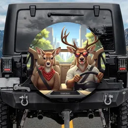 Buck Doe Driving Car Modern Interior Road Trip Companion Gift for Travelers Spare Tire Cover