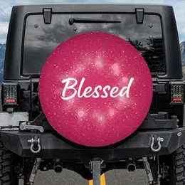 Blessed Word Aura Flowing Lettering Light Particles Glow - Spiritual Home Decor Gift for Believers Spare Tire Cover