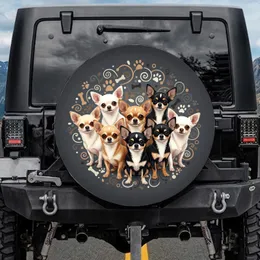 Seven Chihuahuas Paw Prints Bone Shapes - Chihuahua Lover Everyday Gift Spare Tire Cover