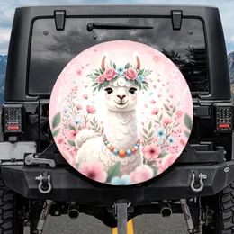White Llama Flower Crown Beaded Necklace Floral Wildflower Nature Lover Gift Spare Tire Cover