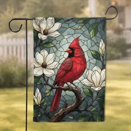 Northern Cardinal Magnolia Blooms - Wildlife Lover Home Decor Gift for Birdwatchers Garden Flag