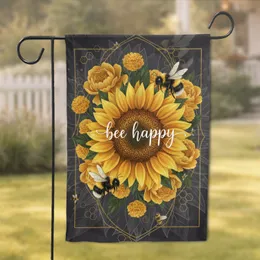 Bee Happy Sunflower Bumblebees - Home Decor Gift for Bee Lover Garden Flag