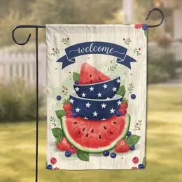 Watermelon Blue Star Welcome Banner - Independence Day Home Decor Garden Flag