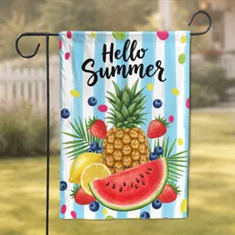 Pineapple Watermelon Lemons Strawberries Blueberries Hello Summer Home Decor Gift Garden Flag