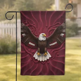 Bald Eagle Red White Striped Wings Golden Beak - Independence Day Gift for Veterans Garden Flag