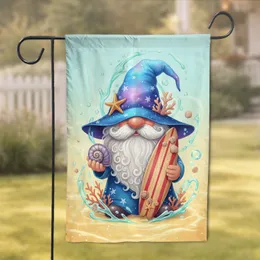 Garden Gnome Seashell Surfboard - Beach Lifestyle Home Decor Gift Garden Flag