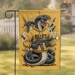 Two-Headed Cobra Snake Assault Rifle BULLETS Hoodie - Statement Decor Gift Garden Flag