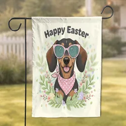 Dachshund Dog Easter Sunglasses Bandana - Happy Easter Holiday Gift for Dog Lover Garden Flag