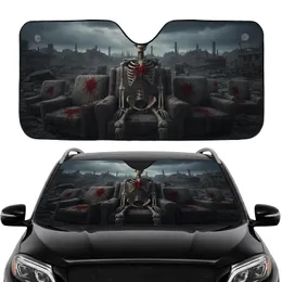 Desolate Skeleton Blood Splatter Wasteland Industrial Ruins - Car Interior Upgrade Car Sunshade