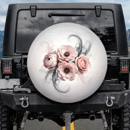 Continuous Botanical Floral Swirling Lines Wisps - Vehicle Decor Gift for Car Owner Spare Tire Cover