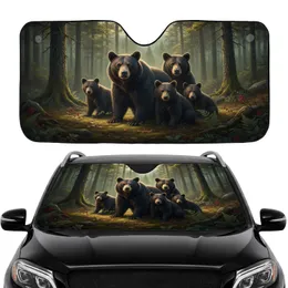 Black Bear Family Forest Road Trip Gift - Wildlife Lover Car Sunshade