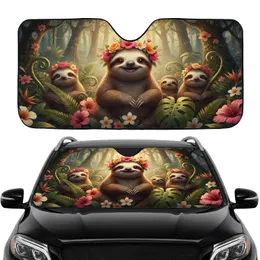 Smiling Baby Sloth Flower Crown Tropical Rainforest - Car Interior Upgrade Sloth Lover Gift Car Sunshade