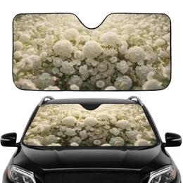 White Cream Hydrangea Rose Botanical Field - Car Interior Upgrade Car Sunshade