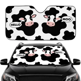 Holstein Cow Faces Pink Snouts Hello Moo Black White Spots - Car Interior Upgrade Car Sunshade