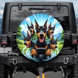 Expressive Doberman Pinscher Dogs Driving Adventure - Dog Lover Gift Spare Tire Cover