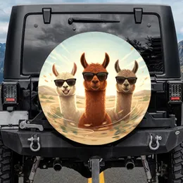 Three Alpacas Dark Sunglasses - Wildlife Lover Gift for Alpaca Lover Spare Tire Cover