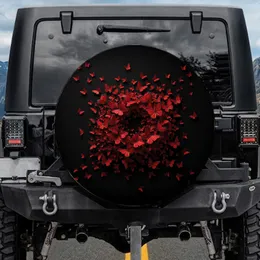 Crimson Scarlet Butterflies Flying Cluster - Nature Lover Automotive Decor Gift Spare Tire Cover