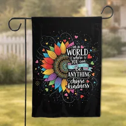 Sunflower Mandala Hearts Black Canvas - Choose Kindness Quote Home Decor Gift Garden Flag