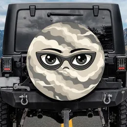 Cartoon Eyes Sunglasses Clouds Organic Shapes - Road Trip Protection Spare Tire Cover