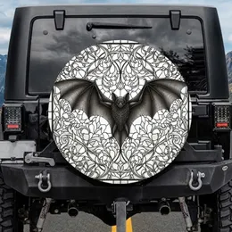Winged Bat Stained Glass Floral Mosaic - Gothic Home Decor Gift for Bat Lovers Spare Tire Cover