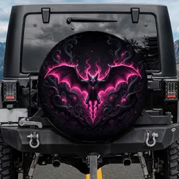 Neon Glowing Bat Creature Smoky Mist Gothic Fractal Dark Decor Gift Spare Tire Cover