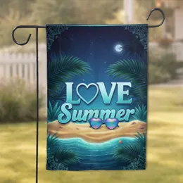 LOVE Summer Heart Sunglasses Tropical Beach Ocean - Summer Home Decor Gift Garden Flag