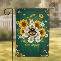 Bumblebee Daisy Sunflower 'Bee Happy' - Nature Lover Home Decor Gift Garden Flag