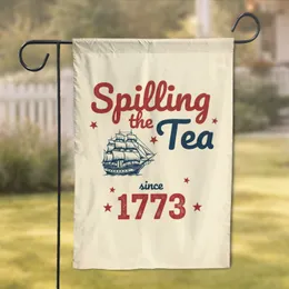 Spilling The Tea 1773 Colonial Ship - Early American History Independence Day Garden Flag
