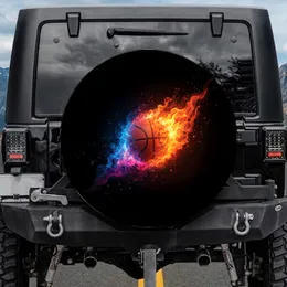 Basketball Fire Smoke Energy - Dynamic Sports Fan Gift Spare Tire Cover