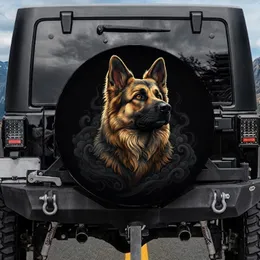 Majestic German Shepherd Dog Portrait - Intense Amber Eyes, Noble Stance - Dog Lover Gift Spare Tire Cover