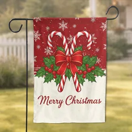 Intertwined Candy Canes Holly Merry Christmas - Christmas Home Decor Garden Flag