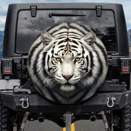 Majestic White Tiger Intense Gaze Black Stripes - Wildlife Lover Gift for Animal Lovers Spare Tire Cover