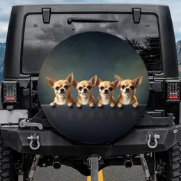 Four Fawn Chihuahuas Lineup - Dog Lover Gift for Chihuahua Owners Spare Tire Cover