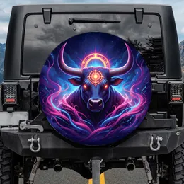 Bull Head Strong Horns Celestial Disc Cosmic Nebula - Wildlife Lover Gift Spare Tire Cover