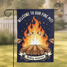 Bonfire Marshmallow Roast Welcome to Our Fire Pit - Outdoor Family Gatherings Garden Flag