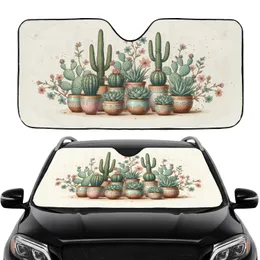 Potted Cacti Succulents Desert Plants Collection - Car Interior Upgrade for Plant Lover Car Sunshade