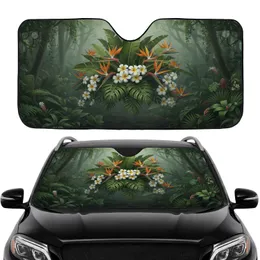 Tropical Foliage Plumeria Bird-of-Paradise Blooms Car Interior Upgrade Car Sunshade