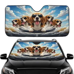 Five Panting Beagles Sunglasses Sky Clouds - Road Trip Travel Essentials for Dog Lovers Car Sunshade