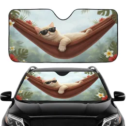 Tabby Cat Sunglasses Hammock Tropical Oasis - Travel Essentials for Cat Lovers Car Sunshade