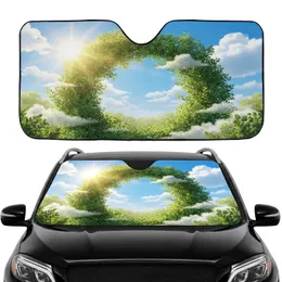Dense Green Foliage Archway Sunburst Golden Rays Blue Sky View - Commute Accessory Car Sunshade
