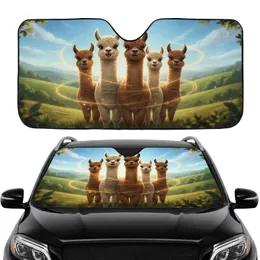 Alpaca Family Natural Landscape - Road Trip Gift for Alpaca Lovers Car Sunshade