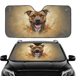 Brown Brindle Staffordshire Bull Terrier Smiling - Car Interior Upgrade Dog Lover Gift Car Sunshade