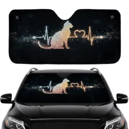 Sparkling Cat Silhouette Heartbeat ECG - Car Interior Upgrade Cat Lover Gift Car Sunshade