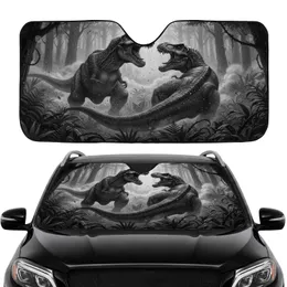 Colossal Roaring Prehistoric T-Rex Dinosaurs Jungle Battle - Car Interior Upgrade Car Sunshade