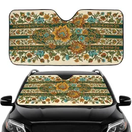 Ornate Blossoms Swirling Foliage Scrollwork Bands Leaf Buds - Car Interior Upgrade Car Sunshade