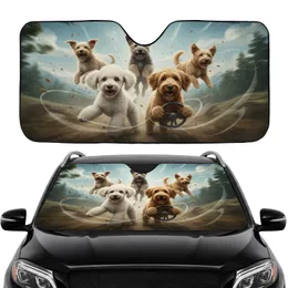 Excited Dog Pack Car Ride Adventure - Road Trip Essentials for Dog Lovers Car Sunshade