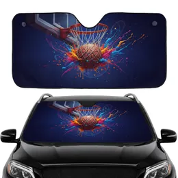 Realistic Basketball Hoop Paint Splatter - Vehicle Travel Accessory Car Sunshade